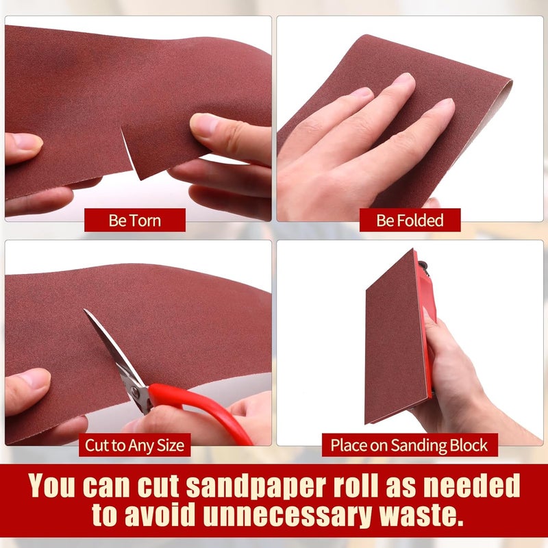 SIJDIEE 180 Grit Sandpaper Roll, 4 Inch x 32.8 Feet Cutting Length Aluminum Oxide Abrasive Emery Cloth Sand Paper Roll, Wet Dry Longboard Sandpaper for Drum Sander Metal Wood Furniture Automotive Polishing - Image 5